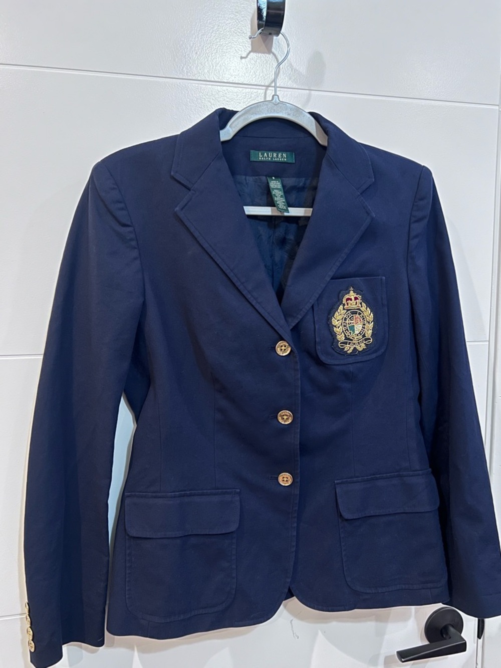 Lauren Ralph Lauren Embroidered Beaded Crest Regency Office Siren Cardigan Size8